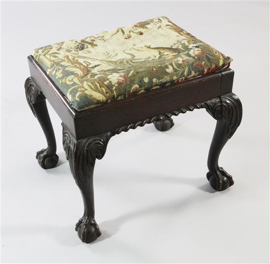 A mid 18th century style mahogany rectangular stool, W.1ft 8.5in.